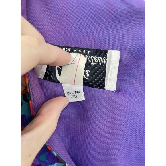 Umba for‎ Parnes Feinstein Vintage Colorful V-Neck Zip Back Dress Size 16, USA - Picture 5 of 12